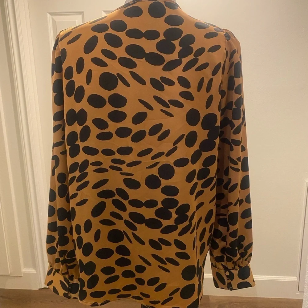 J. Crew Women’s Animal Print Ruffles Blouse Long Sleeve Button Down New M